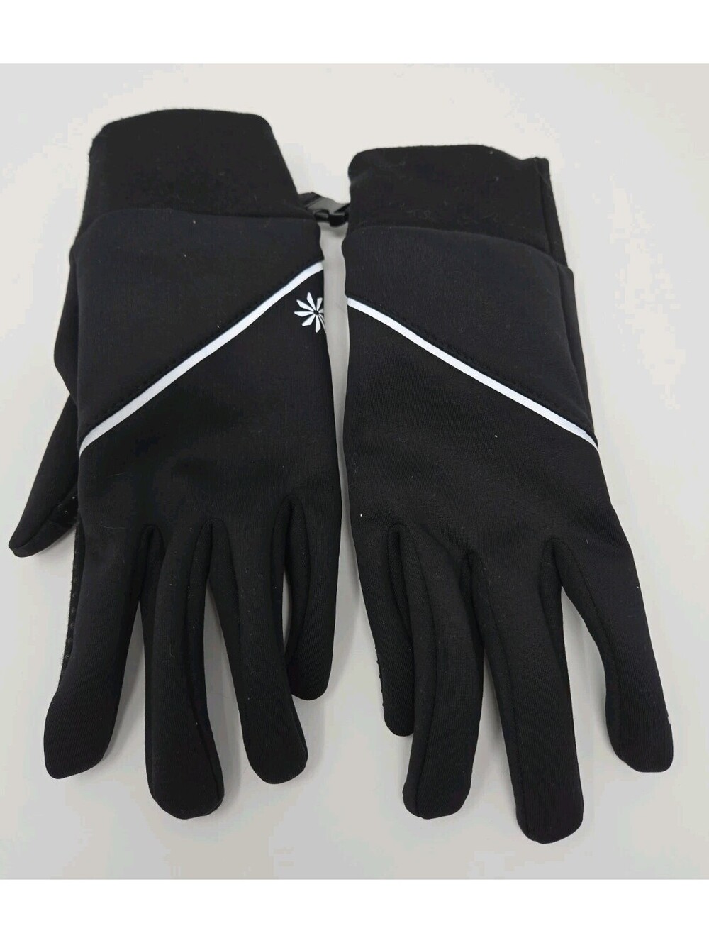 ATHLETA Microfleece Fitted Gloves M/L Black Women Poly Spandex